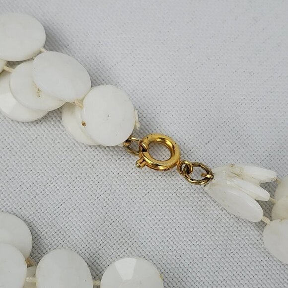 Vintage Cream Layered Fused Beads Long Necklace - Picture 4 of 5